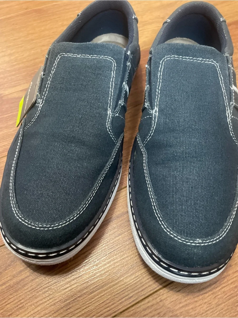 Eddie Bauer Men's Slip-On Canvas Shoes - Navy with White Stitching